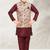 Cream banarasi silk kurta jacket set for boys