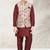 Cream banarasi silk kurta jacket set for boys