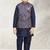 Blue banarasi silk kurta jacket set for boys