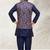 Blue banarasi silk kurta jacket set for boys