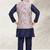 Blue banarasi silk kurta jacket set for boys