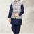 Blue banarasi silk kurta jacket set for boys