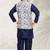 Blue banarasi silk kurta jacket set for boys