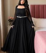 Black embroidery faux georgette  anarkali suit