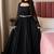 Black embroidery faux georgette  anarkali suit