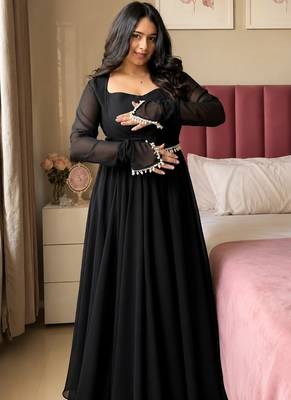 Black embroidery faux georgette  anarkali suit 3