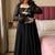 Black embroidery faux georgette  anarkali suit