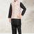 Pink banarasi silk kurta jacket set for boys