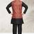 Maroon banarasi silk kurta jacket set for boys