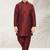 Maroon art banarasi silk kurta pajama for boys