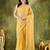 yellow silk blend pre draped graceful partywear saree