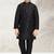 Black  art banarasi silk kurta pajama for boys