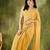 yellow silk blend pre draped graceful partywear saree