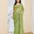 green silk blend ready made graceful partywear saree