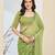 green silk blend ready made graceful partywear saree