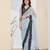 sky blue silk blend pre-stitched graceful partywear saree
