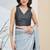 sky blue silk blend pre-stitched graceful partywear saree