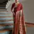 Brown ethnic traditional banarasi silk blend paithani woven saree