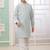 Green embroidery art silk  kurta set for boys