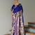 Royal blue ethnic traditional banarasi silk blend paithani woven saree
