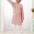 Peach embroidery art silk  kurta set for boys