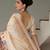 Off white ethnic traditional banarasi silk blend paithani woven saree