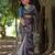 Grey tussar silk blend peacock printed festive rich fancy saree