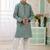 Green embroidery art silk  kurta set for boys