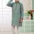 Green embroidery art silk  kurta set for boys