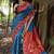Blue tussar silk blend peacock printed festive rich fancy saree