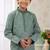 Green embroidery art silk  kurta set for boys