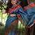 Blue tussar silk blend peacock printed festive rich fancy saree