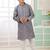 Grey embroidery art silk  kurta set for boys