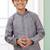 Grey embroidery art silk  kurta set for boys