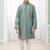 Green embroidery art silk  kurta set for boys