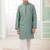 Green embroidery art silk  kurta set for boys