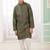 Green embroidery art silk  kurta set for boys
