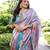 Purple floral printed tussar silk blend ethnic girlie saree