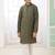 Green embroidery art silk  kurta set for boys