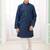 Blue embroidery art silk  kurta set for boys