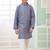 Blue embroidery art silk  kurta set for boys