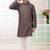 Brown embroidery art silk  kurta set for boys