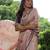Beige floral printed tussar silk blend ethnic girlie saree