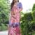 Pink floral printed tussar silk blend ethnic girlie saree