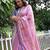 Pink floral printed tussar silk blend ethnic girlie saree