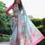 Sky blue floral printed tussar silk blend ethnic girlie saree