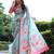Sky blue floral printed tussar silk blend ethnic girlie saree