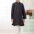 Black embroidery art silk  kurta set for boys