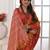 Orange tussar silk blend temple printed ethnic festive special saree