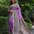 Purple madhubani printed tussar silk blend saree ceremonial saree